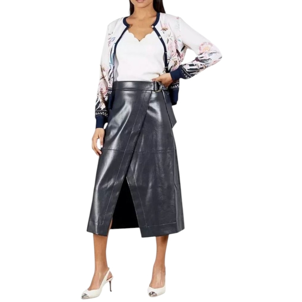Ted Baker Elii Faux Navy Leather Skirt ..Size Ted Baker 4/ US 10